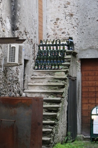 This home has at leased 30 bottles of wine just siting on the steps...so unique